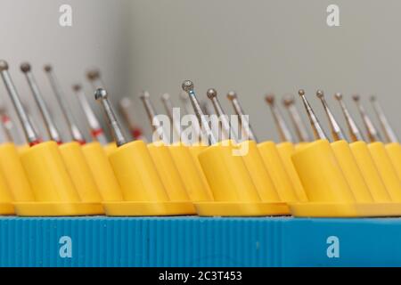 Düsensatz für ein Makro der Zahnbur Stockfoto