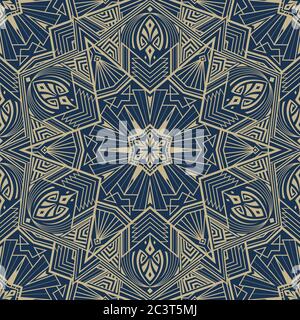 Nahtloses Muster im Art-Deco-Stil. Luxus Gold Hintergrund Vektor. Art déco Mandala Royal Muster nahtlos. Stock Vektor