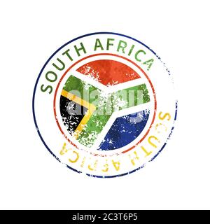 Südafrika Schild, Vintage Grunge Aufdruck mit Flagge auf weiß Stock Vektor