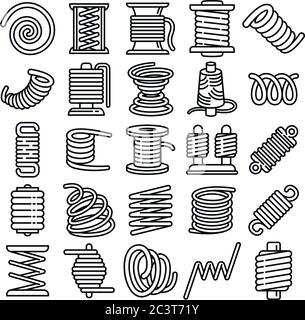 Spule Symbole gesetzt. Umrisse der Spule Vector Icons für Web Design auf weißem Hintergrund Stock Vektor