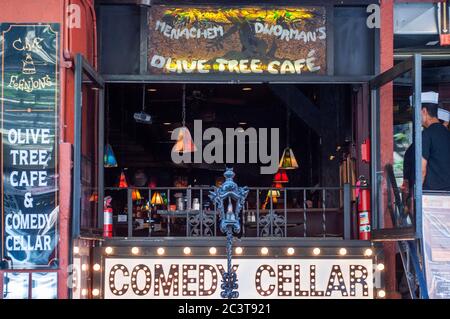 Olive Tree Cafe und Comedy Cellar. Greenwich Village. Manhattan. New York. NEW YORK CITY, USA. Stockfoto