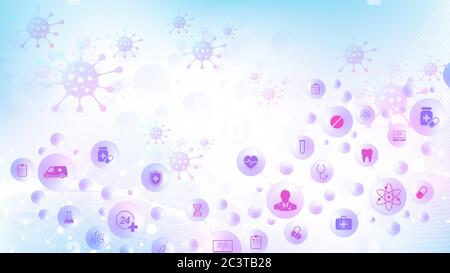 Abstract Medizin und Wissenschaft Gesundheitswesen blau Banner Design Corona Virus Covid 19 Vorlage. Gesundheitswesen Medizin Konzept Corona Virus Vektor-Symbol Stock Vektor