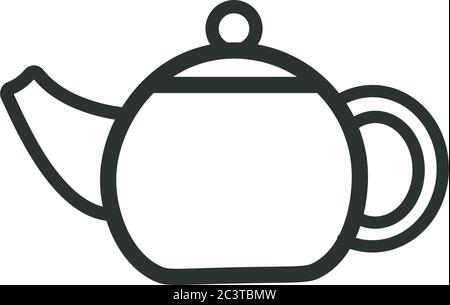 Teekanne Zeichen, Symbol, Symbol. Umriss Vektor Illustration Stock Vektor