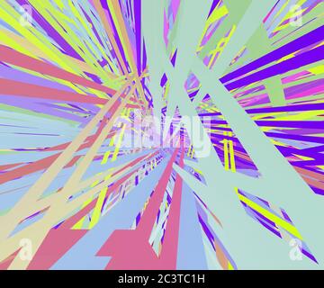 Mehrfarbige Linien zum Horizont, 3d-Rendering Stockfoto