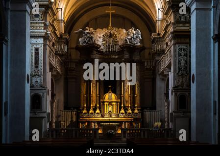 Das Innere der Kirche und des Klosters der Trinita dei Monti in Rom, Italien Stockfoto