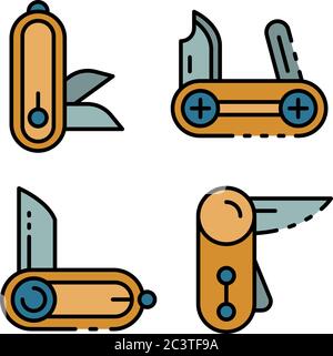 Stiftmesser Symbole setzen Vektor flach Stock Vektor