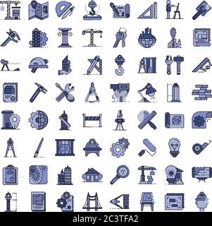 Architekten Ausrüstung Symbole Vektor flach setzen Stock Vektor