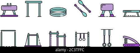 Gymnastikgeräte Symbole Vektor flach Stock Vektor
