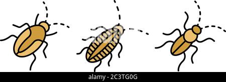Kakerlaken-Symbole setzen Vektor flach Stock Vektor