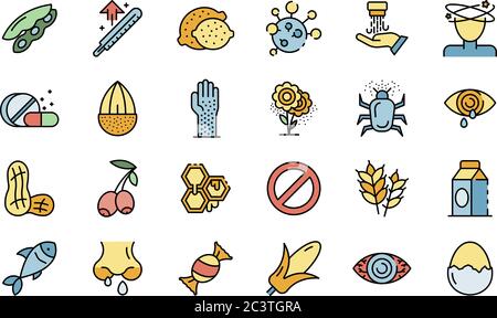 Symbole für Lebensmittelallergien setzen Vektor flach Stock Vektor