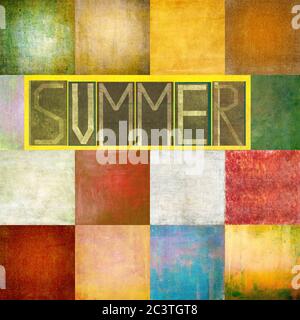 Strukturiertes Hintergrundbild und nützliches Design-Element mit dem Wort 'Summer' Stockfoto