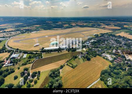 Flugplatz des Flughafens Essen/Mülheim, 18.07.2019, Luftaufnahme, Deutschland, Nordrhein-Westfalen, Ruhrgebiet, Mülheim/Ruhr Stockfoto