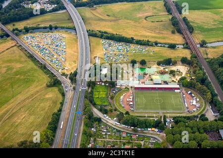 festival ruhr-Reggae-Sommer, Naturbad Mülheim Styrum, Ruhrstadion, 21.07.2019, Luftaufnahme, Deutschland, Nordrhein-Westfalen, Ruhrgebiet, Mülheim/Ruhr Stockfoto