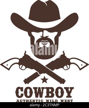 Wild West Cowboy Schablone Retro Emblem Stock Vektor