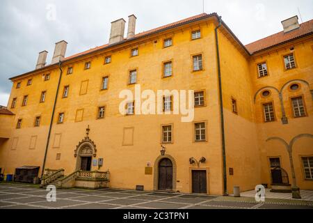 Blick auf Schloss Podebrady von der Hofseite, Tschechische republik Stockfoto