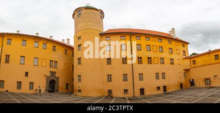 Blick auf Schloss Podebrady von der Hofseite, Tschechische republik Stockfoto