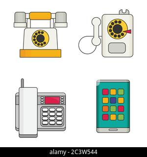 Telefon Vektor flache Symbole gesetzt. Stock Vektor