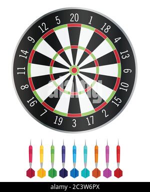 Spiel Illustration mit Darts in flachem Design Stil. Stock Vektor