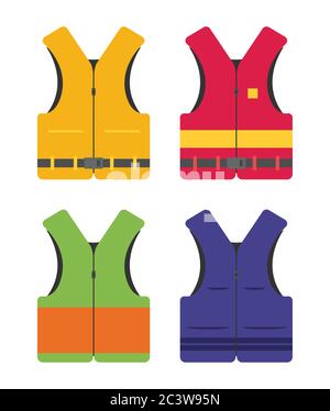 Rettungsweste flach Vektor-Set Stock Vektor