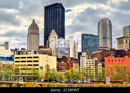 Wolkenkratzer in der Innenstadt von Pittsburgh. Pennsylvania, USA Stockfoto