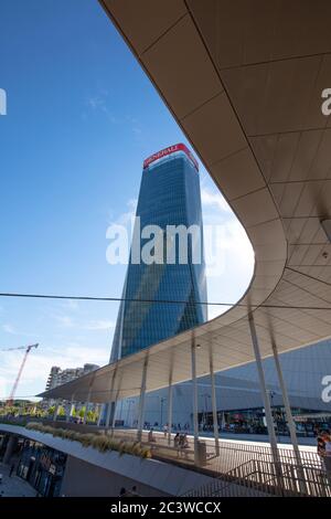 Ein schönes Foto der Wolkenkratzer von citylife bei Tag, Mailand, Italien Stockfoto