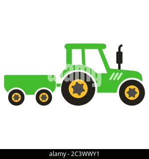 Traktor Anhänger Cartoon Vektor-Illustration isoliert auf weißem Hintergrund. Stock Vektor