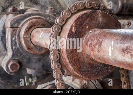 Detail einer historischen Dampfmaschine Stockfoto