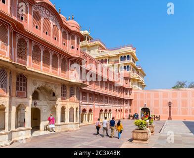 Der Stadtpalast, Altstadt, Jaipur, Rajasthan, Indien Stockfoto