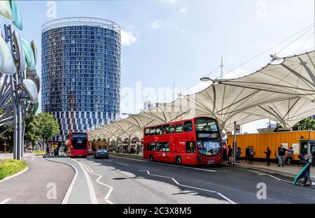 Busbahnhof in Stratford im Osten Londons Stockfoto