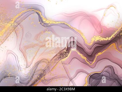 Abstraktes Gemälde Hintergrund. Rosa und kalte Tinte. Digitales Malen Stockfoto