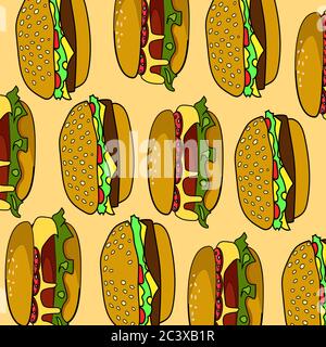 Hamburger-Muster. Vektorgrafik Stock Vektor