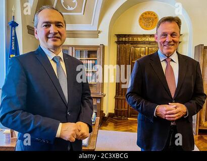 Vize Präsident des Deutschen Bundestages Thomas Oppermann besucht Oberbürgermeister Octavian Ursu in Görlitz am 22.06.2020 Stockfoto