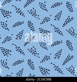 Nahtloses Muster Indigoblau. Handgezeichnete abstrakte organische Samen pod Form Hintergrund. Monochromer strukturierter Blumenkopf auf dem gesamten Mustermuster Stock Vektor