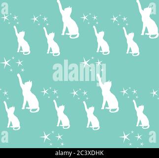 Nahtloser Hintergrund mit Silhouette von Katzen Stock Vektor