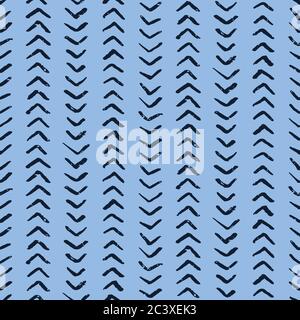 Nahtloses Muster. Handgezeichneter Indigo blau gebrochen Fischgrätstich Hintergrund. Monochrome strukturierte Pinselstrich . Abstraktes Muster auf allen Druckmedien Stock Vektor