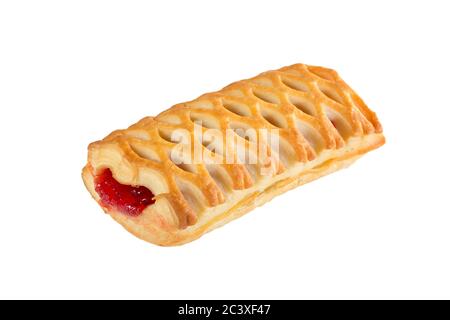 Blätterteig gefüllt mit Marmelade isoliert. Stockfoto