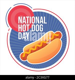 Banner zum National Hot Dog Day am 22. juli. Fast Food, Junk-Food-Feier Konzept. Stock Vektor-Illustration isoliert auf weißem Hintergrund in flachen Cartoon Stock Vektor