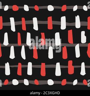 Abstraktes Handgezeichnetes Schwarz Rot Nahtloses Muster Stock Vektor