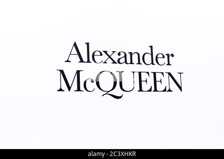 schild für Alexander McQueen Stockfoto