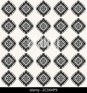 Nahtloses Vektormuster. Tribal-Streifen mit geometrischem Motiv. Handgezeichneter Diamant-Damast. Wiederholende ethnische Ikat Chevron Stil Hintergrund. Abstrakt und trendig Stock Vektor