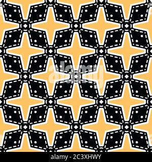 Kühne handgezeichnete Sternblumen-Steppdecke. Vektor Muster nahtloser Hintergrund. Geometrische geometrische abstrakte Illustration. Trendige Einrichtung im Retro-Stil der 1960er Jahre Stock Vektor