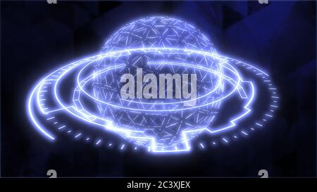 Abstrakt futuristische Globe HUD Element Digital Grid Kugel rotierend - abstrakte Hintergrundtextur Stockfoto