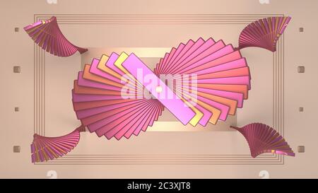 Abstrakt Metallic glänzend rotierende Kinetic Skulptur 3D Art Moving - Abstract Hintergrund Textur Stockfoto