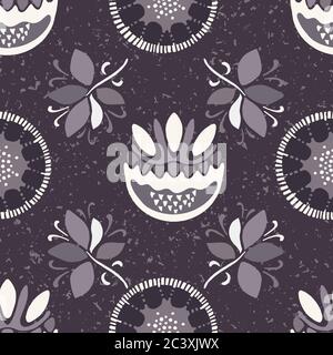 Nahtloses Muster floral Ethnic Bloom Motiv im persischen Stil. Handgezeichnete Volkskunst Blume Textil. Moderne Einrichtung im Stil des Hauses. Traditionelles Einzelmotiv Stock Vektor