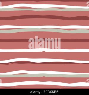 Rosa Handgezeichnete Streifen Nahtloses Vektor-Muster Stock Vektor