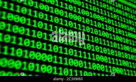 Binary Code Program Digits on Dark Computer Monitor Screen - Abstract Hintergrund Textur Stockfoto
