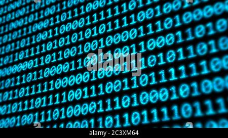 Binärcode Programm Ziffern auf Digital Computer Monitor Bildschirm - abstrakte Hintergrundtextur Stockfoto