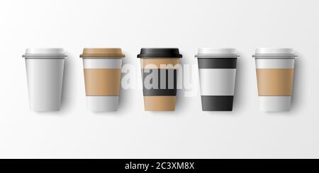 Papier Kaffeetasse Mockup Vorlage, Vektor-Illustration Stock Vektor