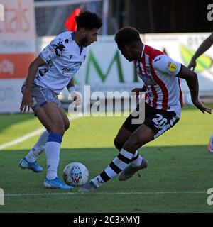 Exeter, Großbritannien. Juni 2020. Jayden Richardson von Exeter City ist bereit, während der EFL Sky Bet League 2 Play-offs Halbfinale zwischen Exeter City und Colchester United in St James' Park, Exeter, England am 22. Juni 2020 anzugehen. Foto von Dave Peters. Nur für redaktionelle Zwecke, Lizenz für kommerzielle Nutzung erforderlich. Keine Verwendung in Wetten, Spielen oder Publikationen einzelner Vereine/Vereine/Spieler. Kredit: UK Sports Pics Ltd/Alamy Live Nachrichten Stockfoto