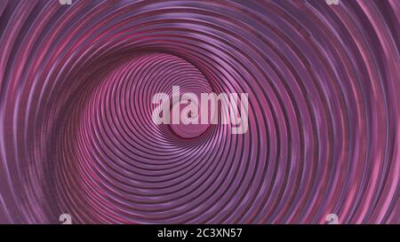 Endless Spiral Tunnel Verdrehen und Drehen reflektierenden glänzenden Lila Licht - abstrakte Hintergrundstruktur Stockfoto